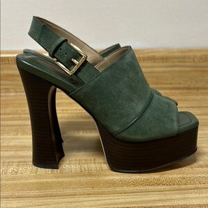 Michael Kors Green Suede Platform Heels
